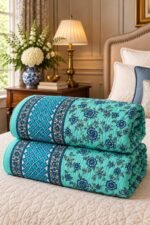 Turquoise Floral Quilt - Image 2