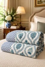 Blue Floral Trellis Quilt - Image 2