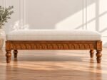 Amber Suite – Carved End-of-Bed Bench | Solid Teak