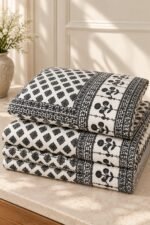 Noor Monochrome Botanical Cotton Bedsheet Set - Image 2