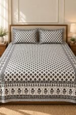 Noor Monochrome Botanical Cotton Bedsheet Set